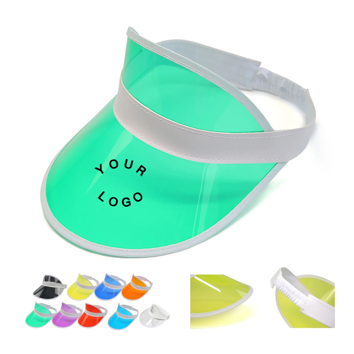 PVC Plastic Visor Hat with Elastic Adjustable Band 4