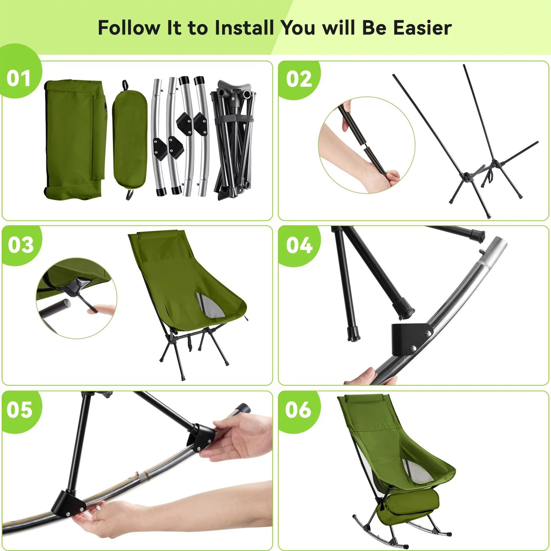 Oversized Folding Rocking Camping Chair 6