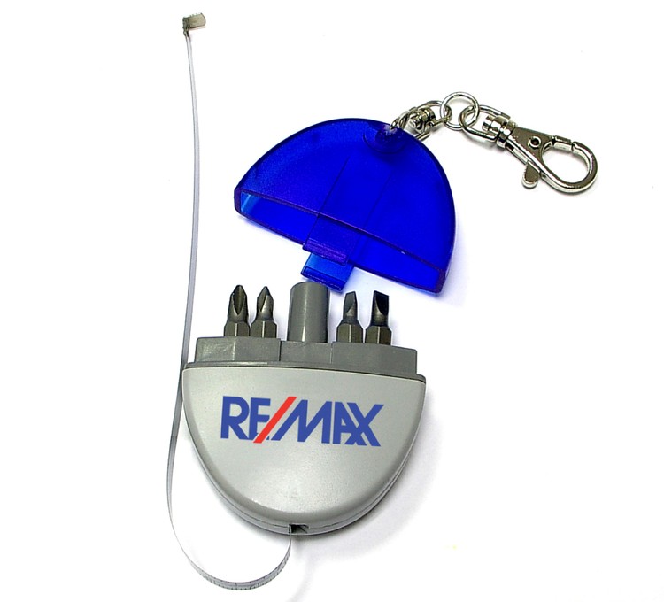 Mini screwdriver and tape measure tool kit with keychain