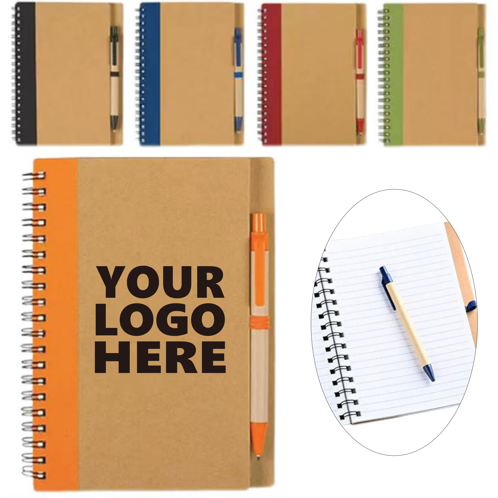 Eco Kraft Spiral Notebook Including Pen 2