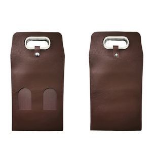 Buckled Dual Bottles PU Leather Wine Bag With Window And Metal Handles 10