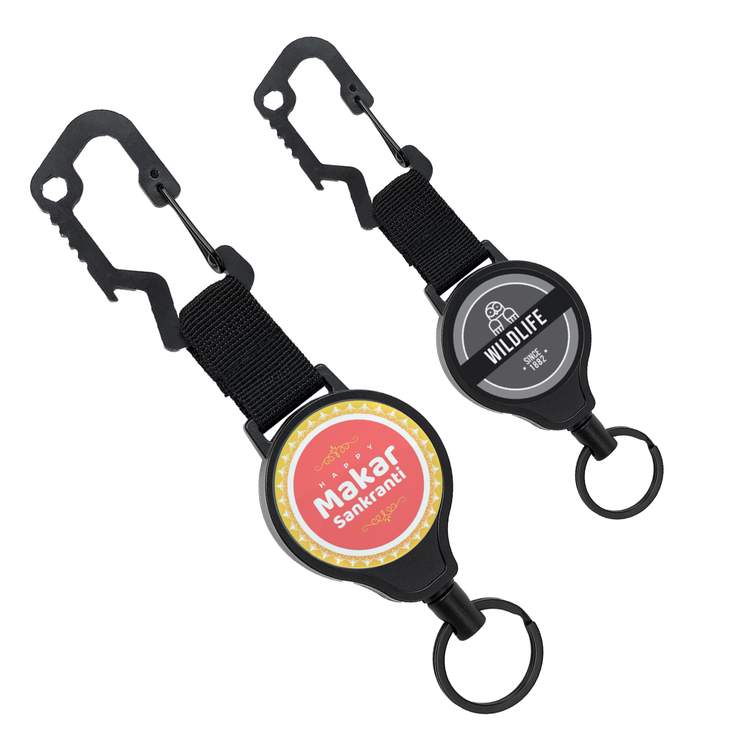 Outdoor Carabiner Round Badge Reel w/ Keyring 3