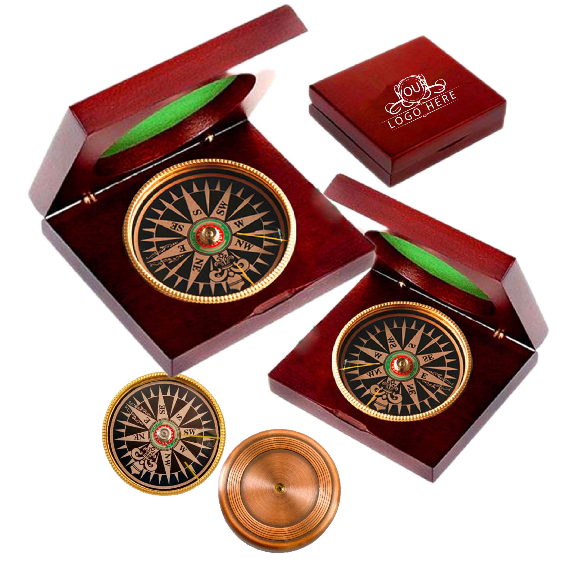 Wood Box Desk Compass 4