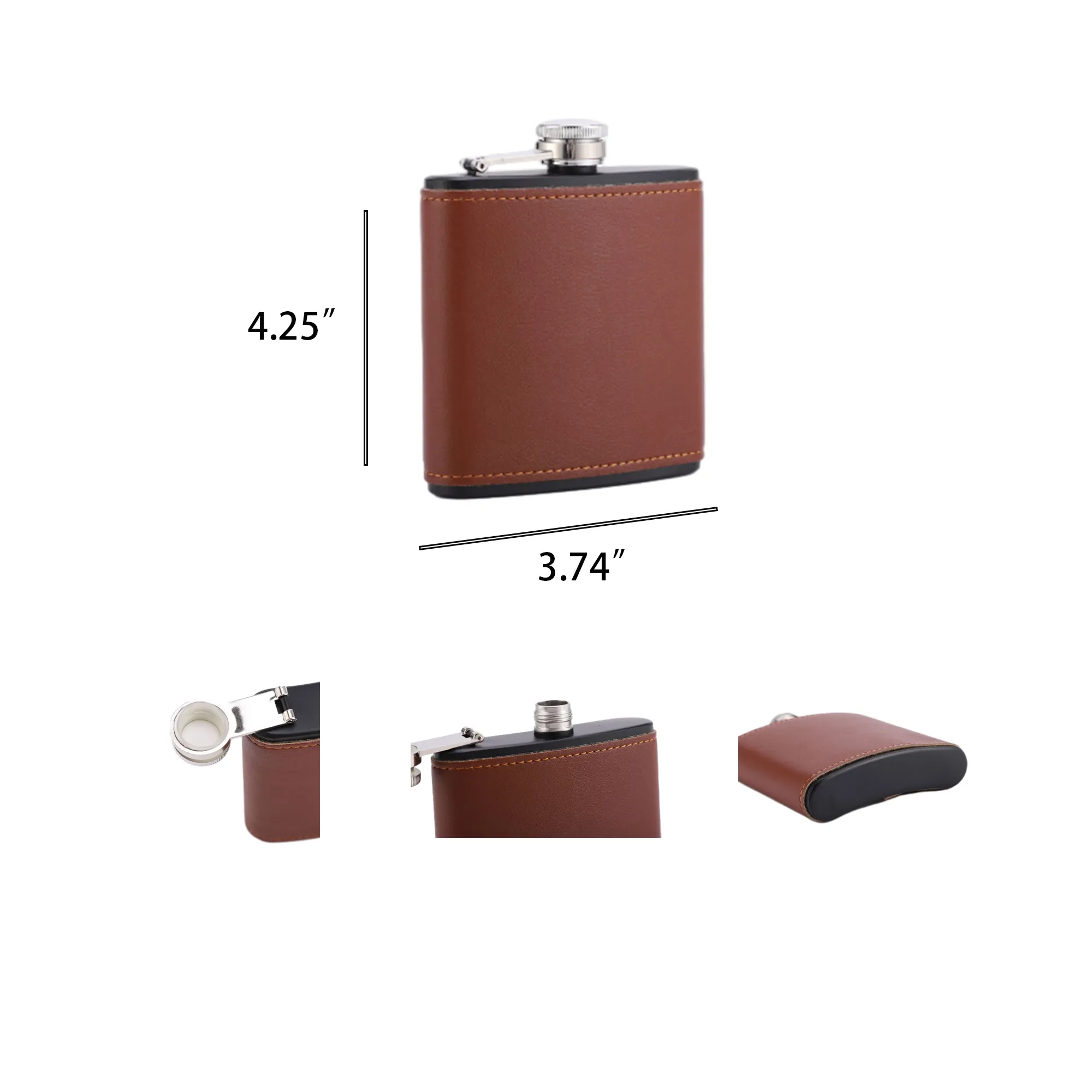 8 Oz Portable Hip Flask With Anti-Lost Cap, custom water bottle with logo imprint 4