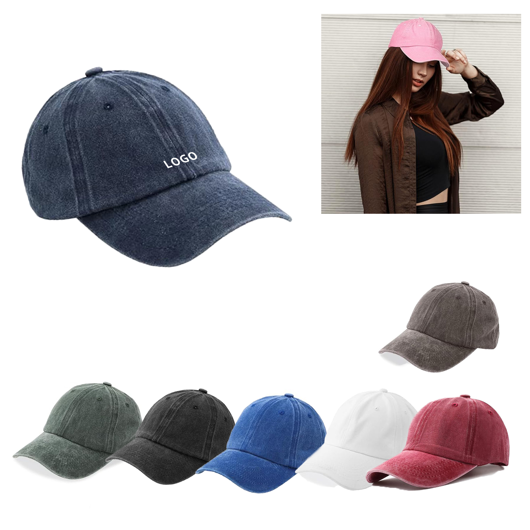 Washed Plain Baseball Cap 1