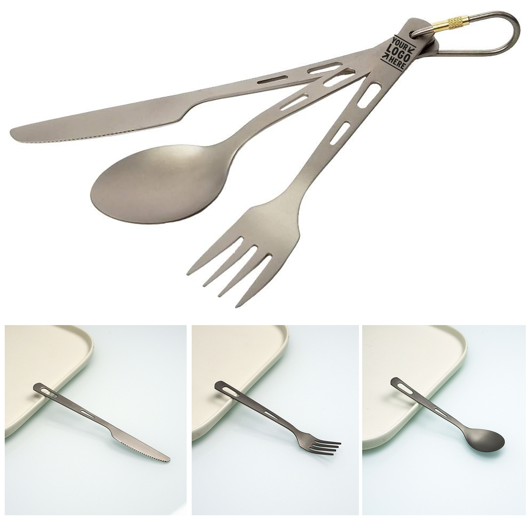 Ultra Lightweight Spoon Fork Knife Titanium Cutlery set Cookware Outdoor Camping BBQ Flatware 2