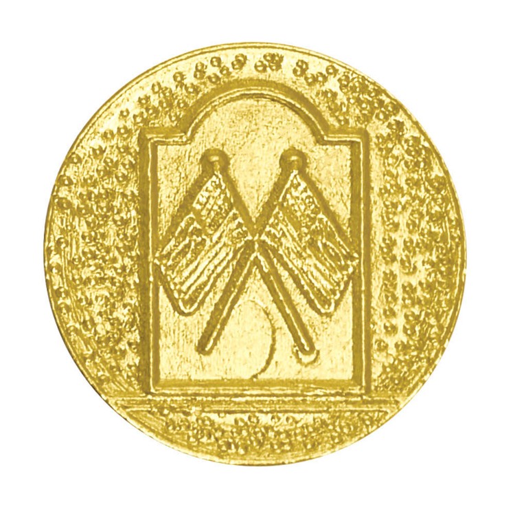 Crossed Flags Bright Gold Chenille Lapel Pin