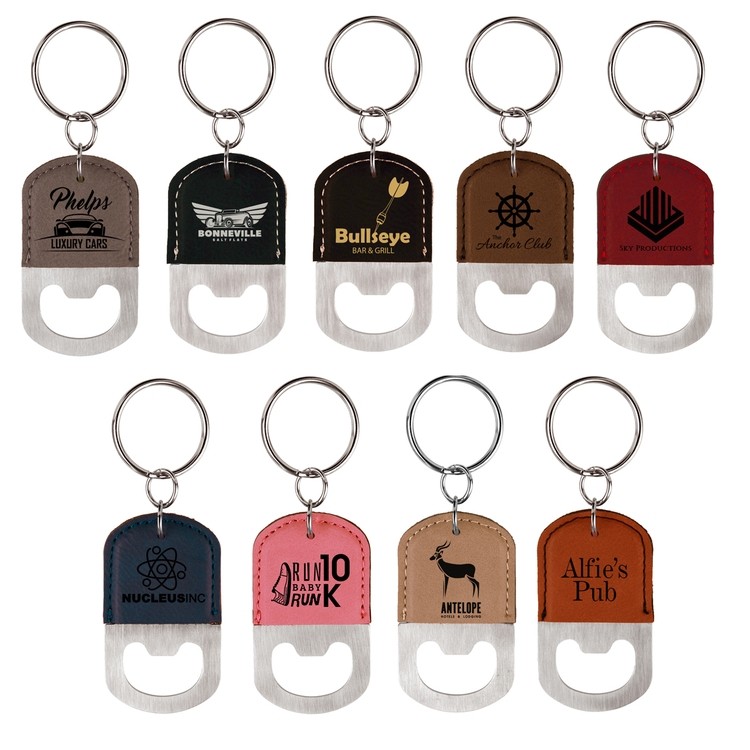 Sleek Round-Top Leatherette Bottle Opener Keychain 1