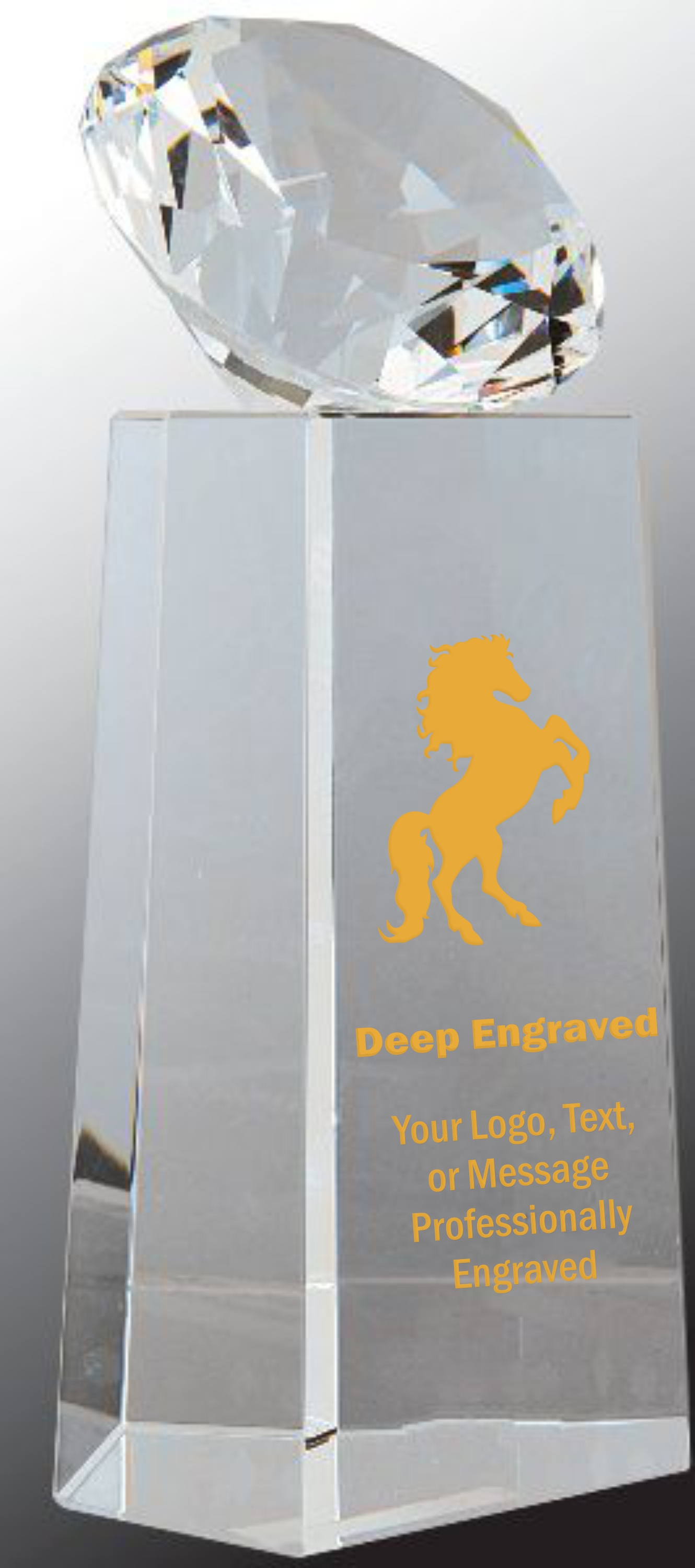 7 3/4" Crystal Diamond Award on Clear Crystal Pedestal