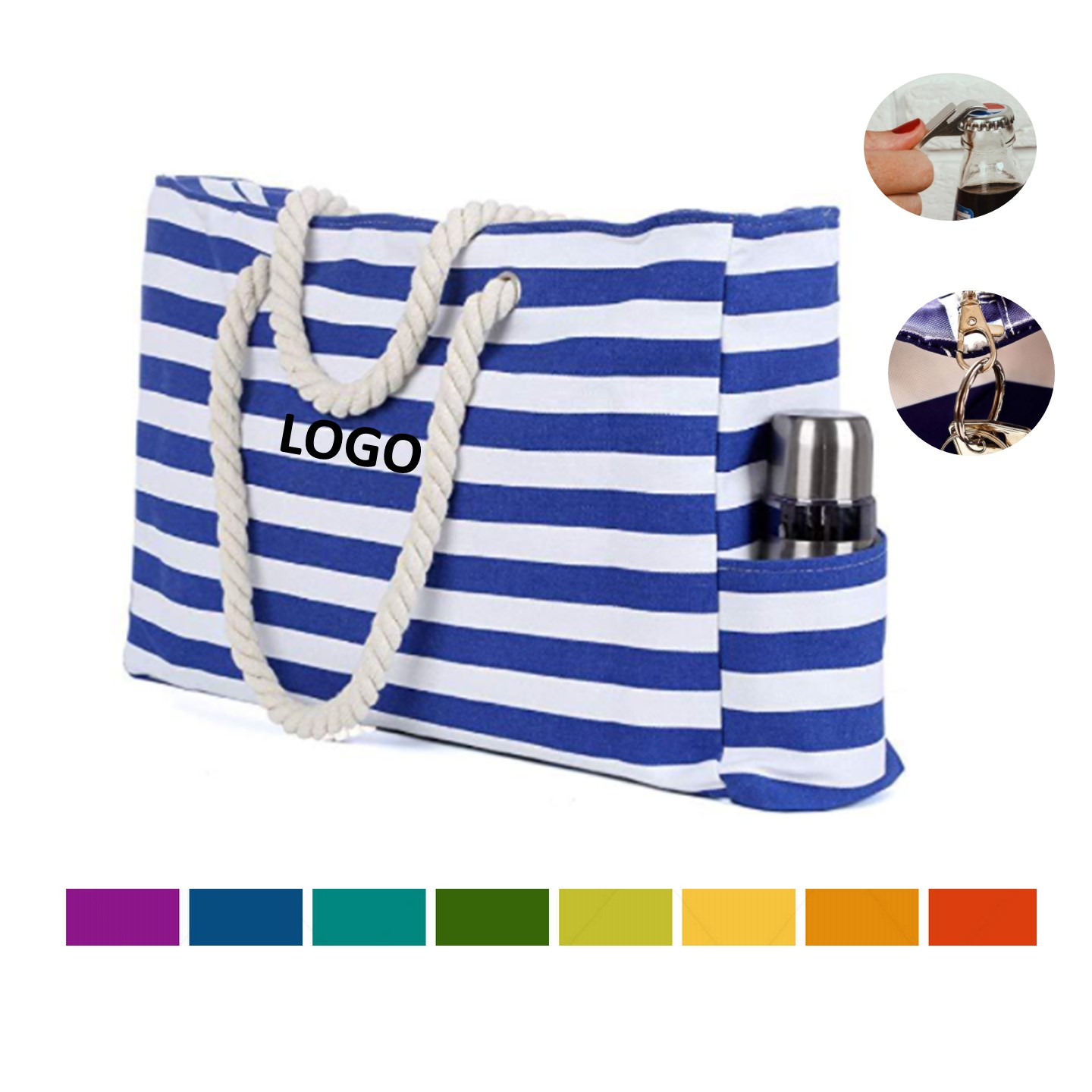 Canvas Beach Tote With Built-in Bottle Opener 2