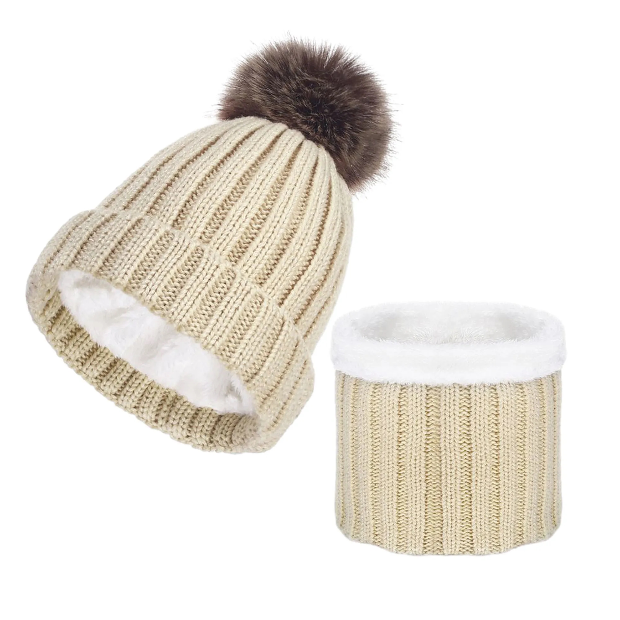 Thickened Hairball Hats and Scarves MOQ 100 4