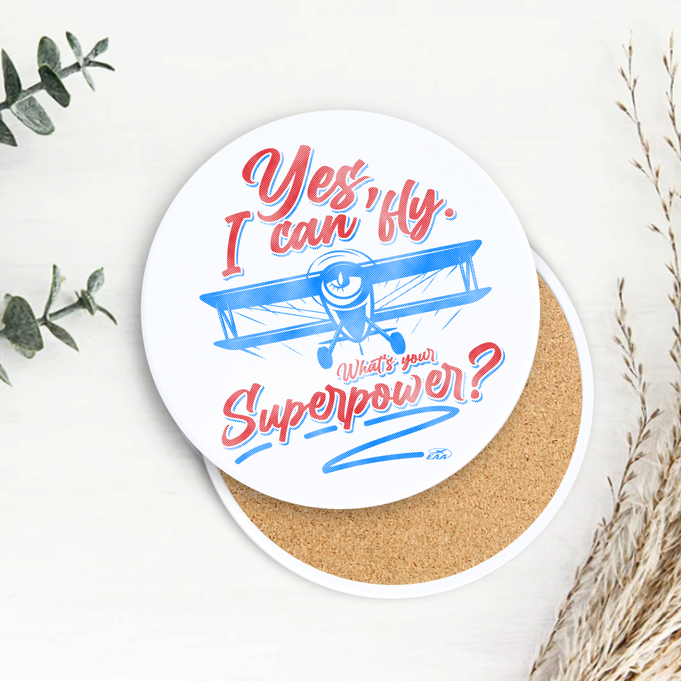 Semi-Gloss White Ceramic Round Coaster 1
