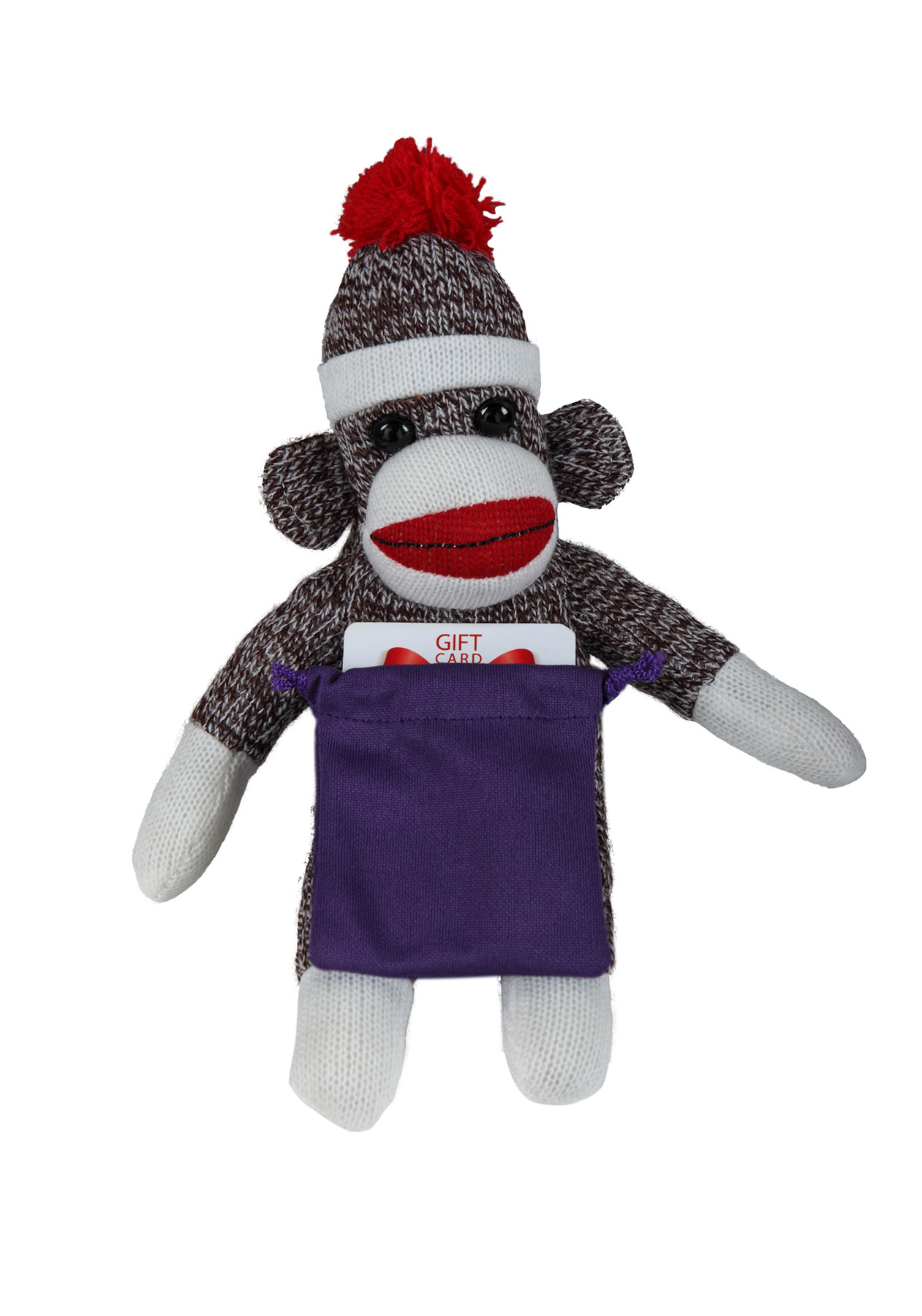 soft plush Original Sock Monkey with gift card sack