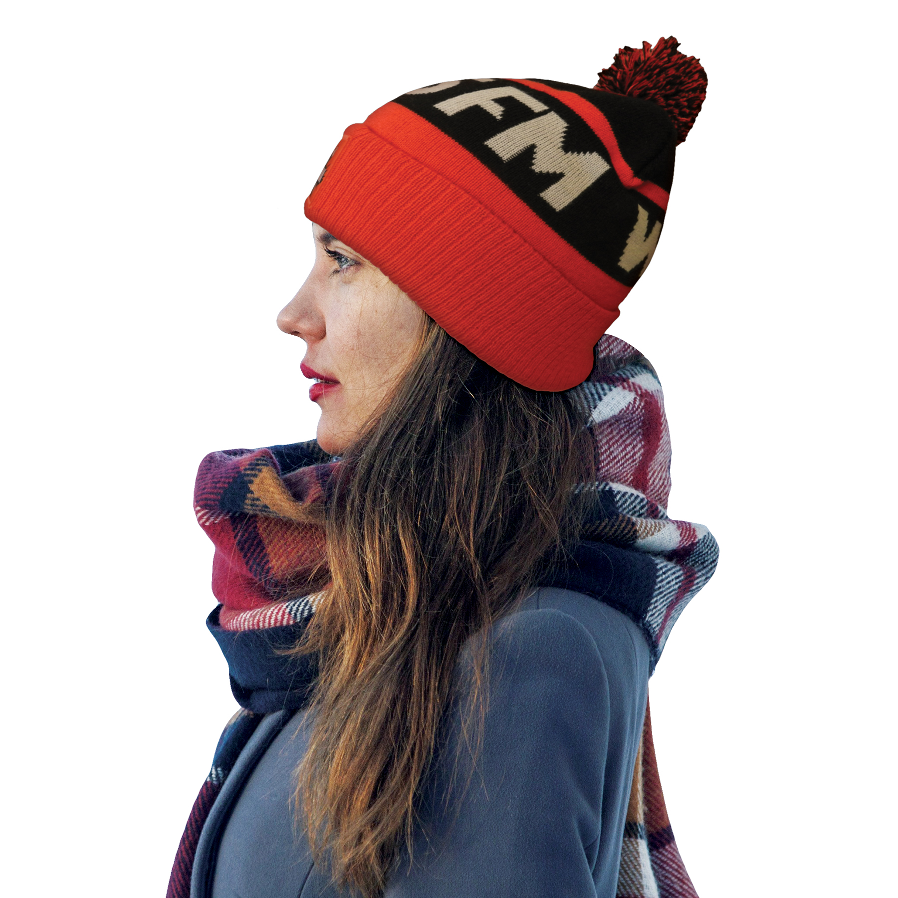 Knit Beanie with Pom and Ribbed Cuff (Printed Logo) 5