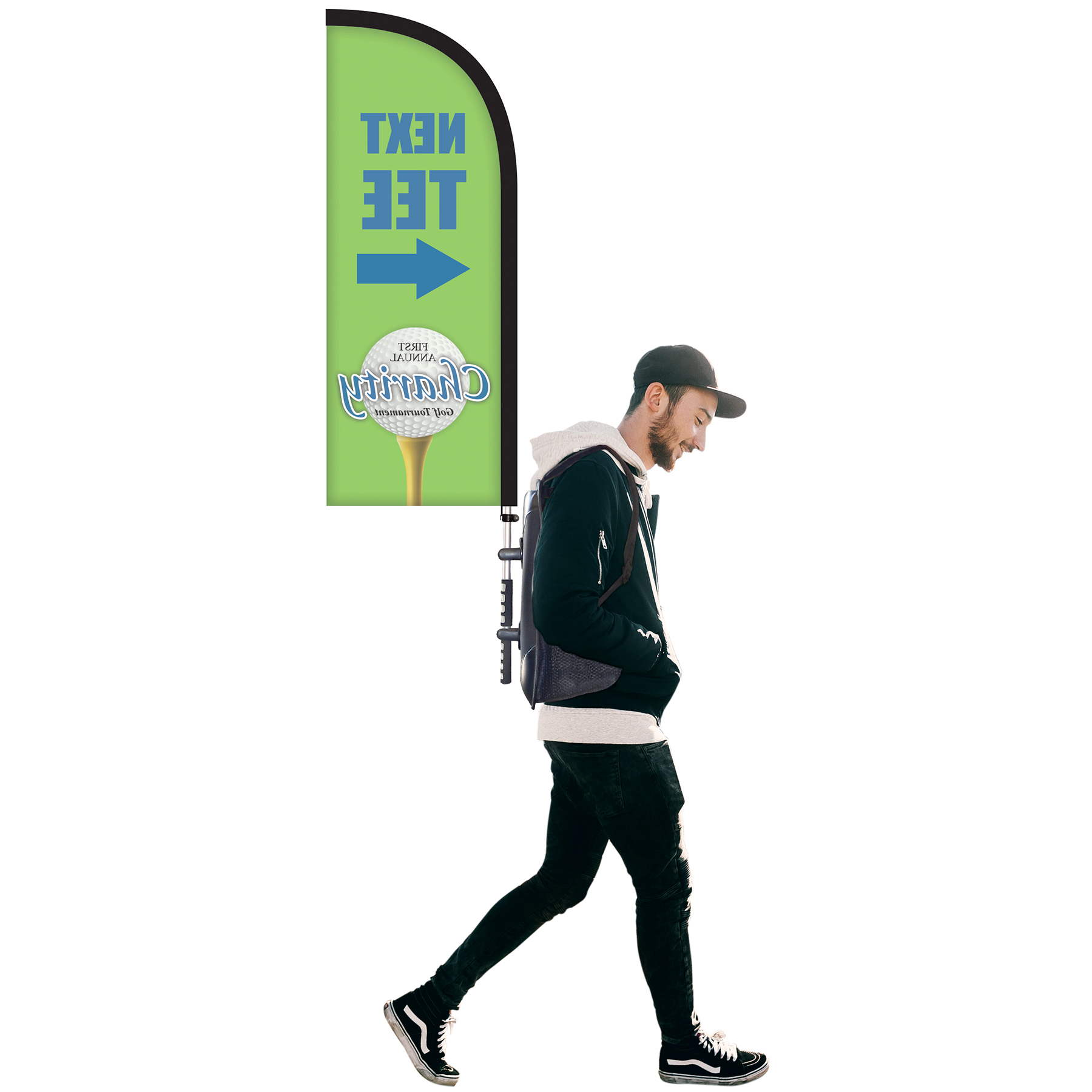 Basic Single Reverse Half Drop Style Backpack Flag Kit 19