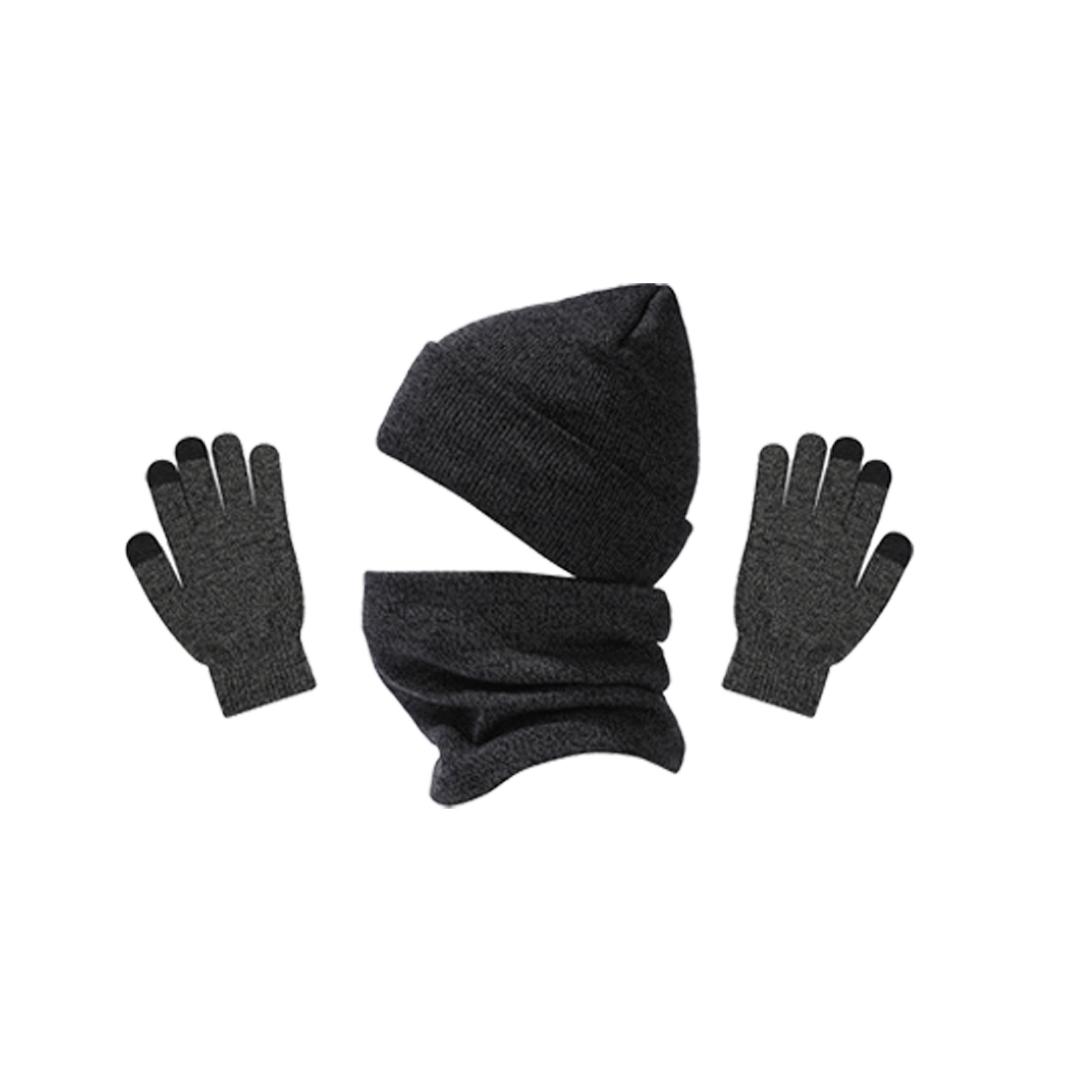 3 in 1 Winter Beanie Hat Scarf Touchscreen Gloves Set 6