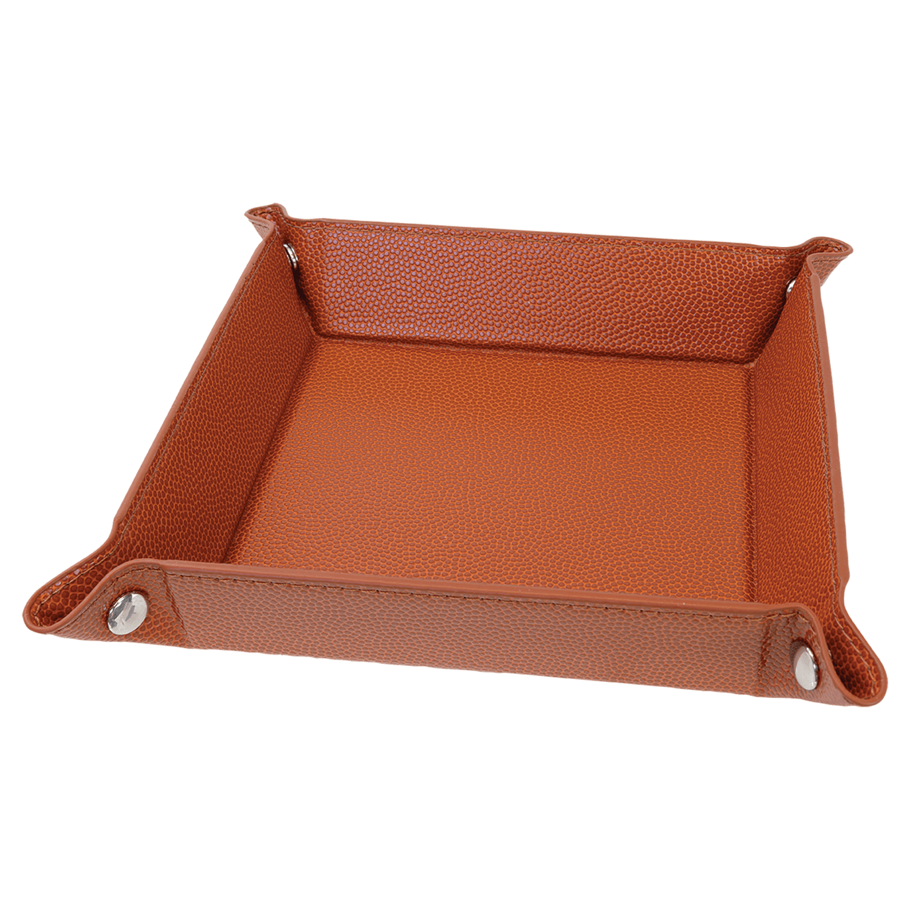 6" x 6" Basketball Leatherette Snap Up Tray with Silver Snaps 3
