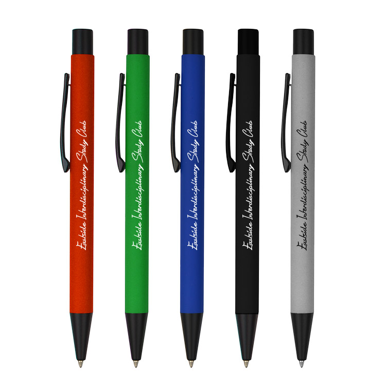 Soft Rubber Click Metal Ballpoint Pen with Chrome Engraving 2