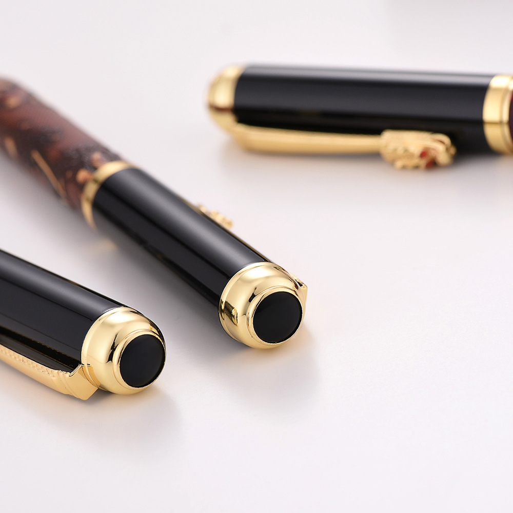 Vintage Leather Ball Pen with Dragon Shape Clip 7
