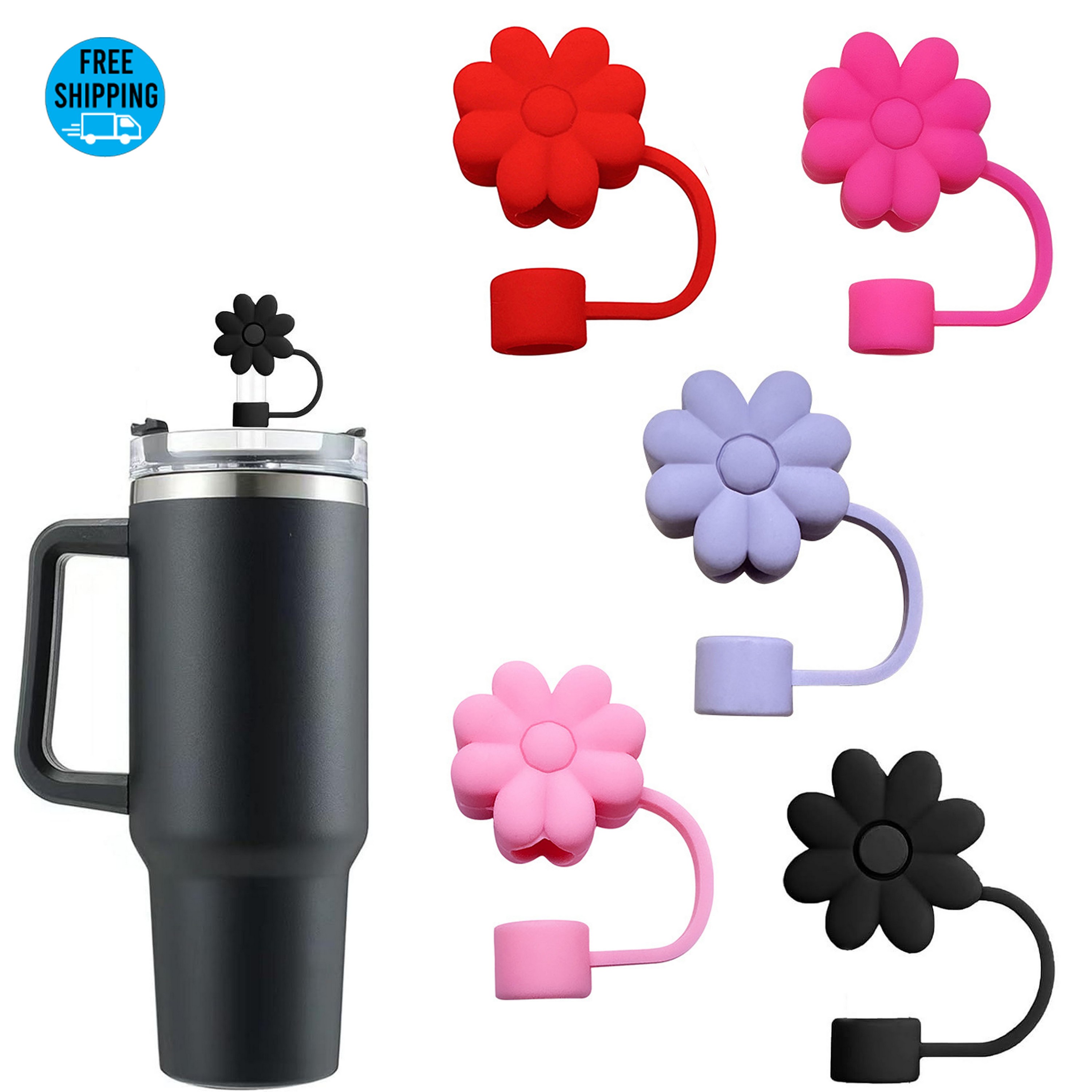 Flower Straw Covers Toppers 6