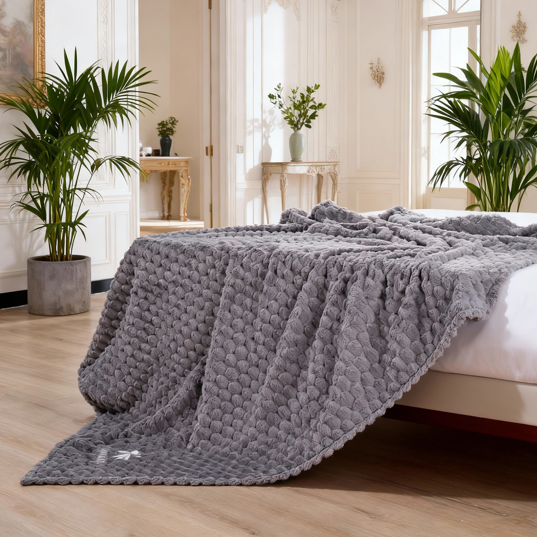 Embroidered Cozy Flannel Blanket - 50" X 70" 4