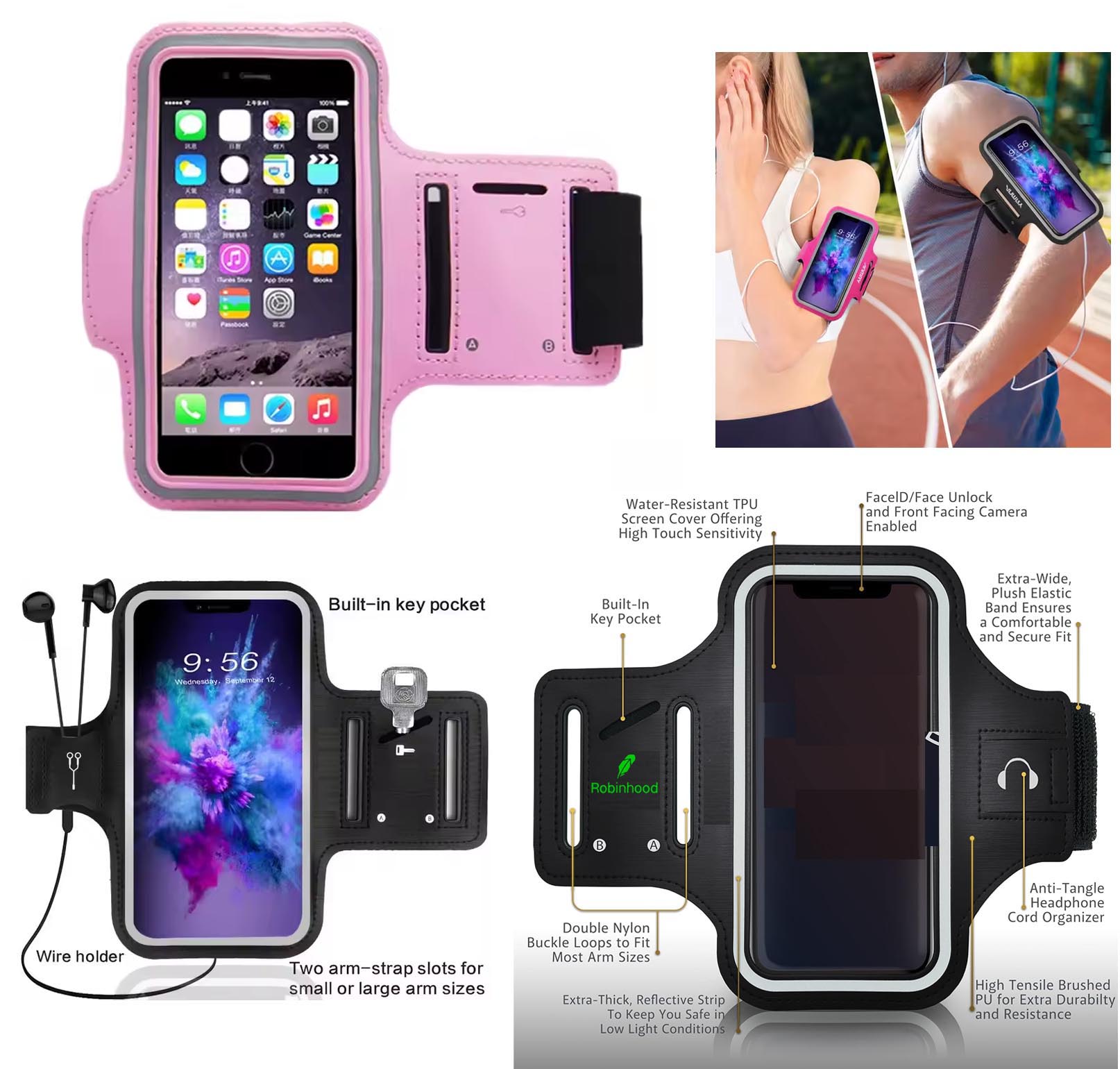iBank ® Running Sport Armband compatible with iPhone 17,16,15 & Galaxy phones 2