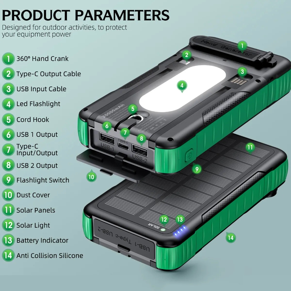 Hand Crank Solar Power Bank 5