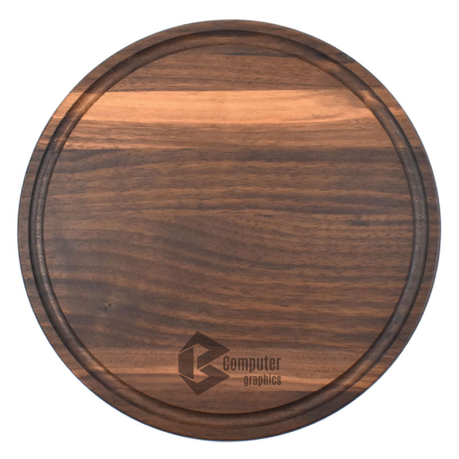 10 1/2" x 3/4" Walnut Round Cutting Board with Juice Groove