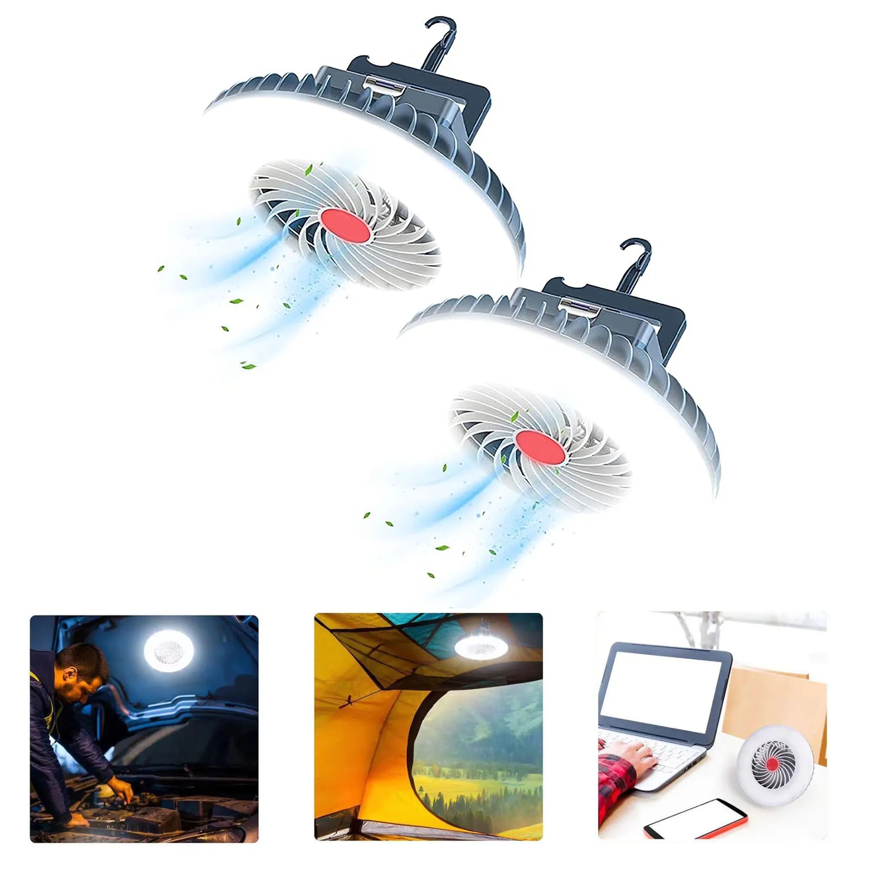 Portable Camping Fan with LED Lantern 2