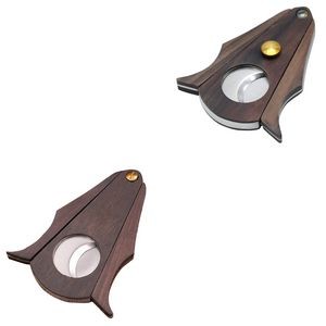 Elegant Cigar Cutter With Wooden Panel And Double Blades 1