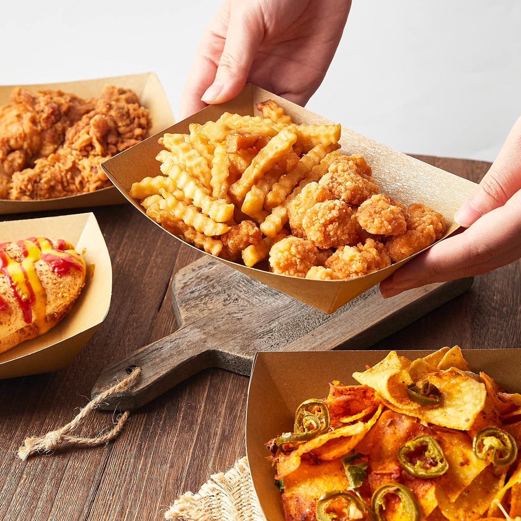 Disposable Kraft Paper Food Boat Tray 3