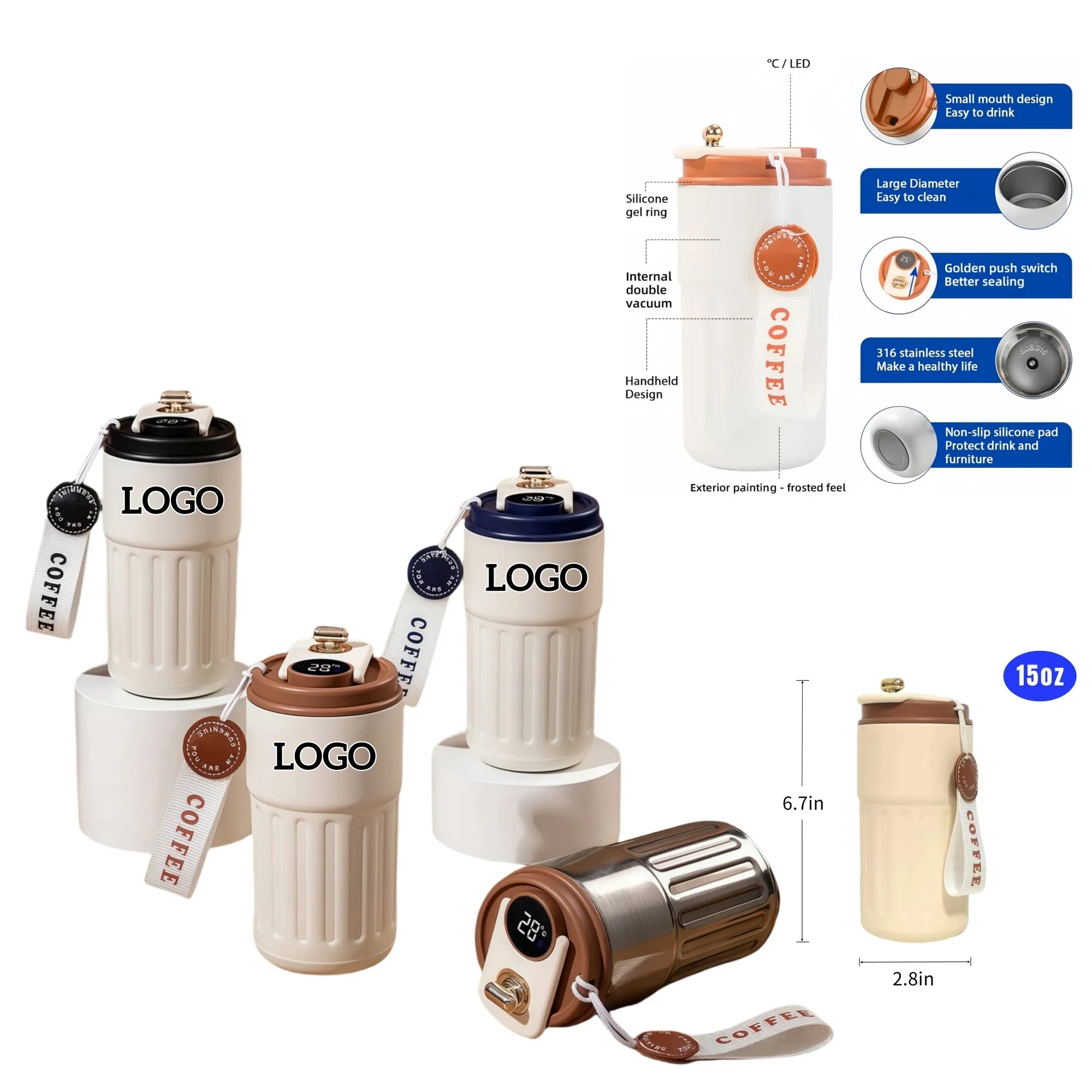 15OZ Premium 316 Stainless Steel Insulated Coffee Mug 12