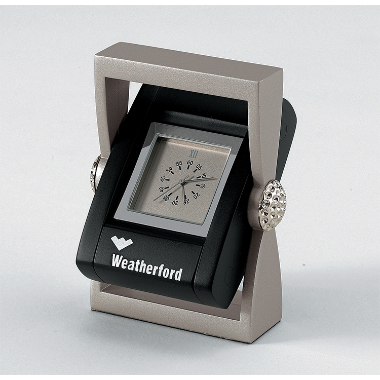 *CLOSEOUT* Black & Silver Clock and Picture Frame with Golf Ball Accents