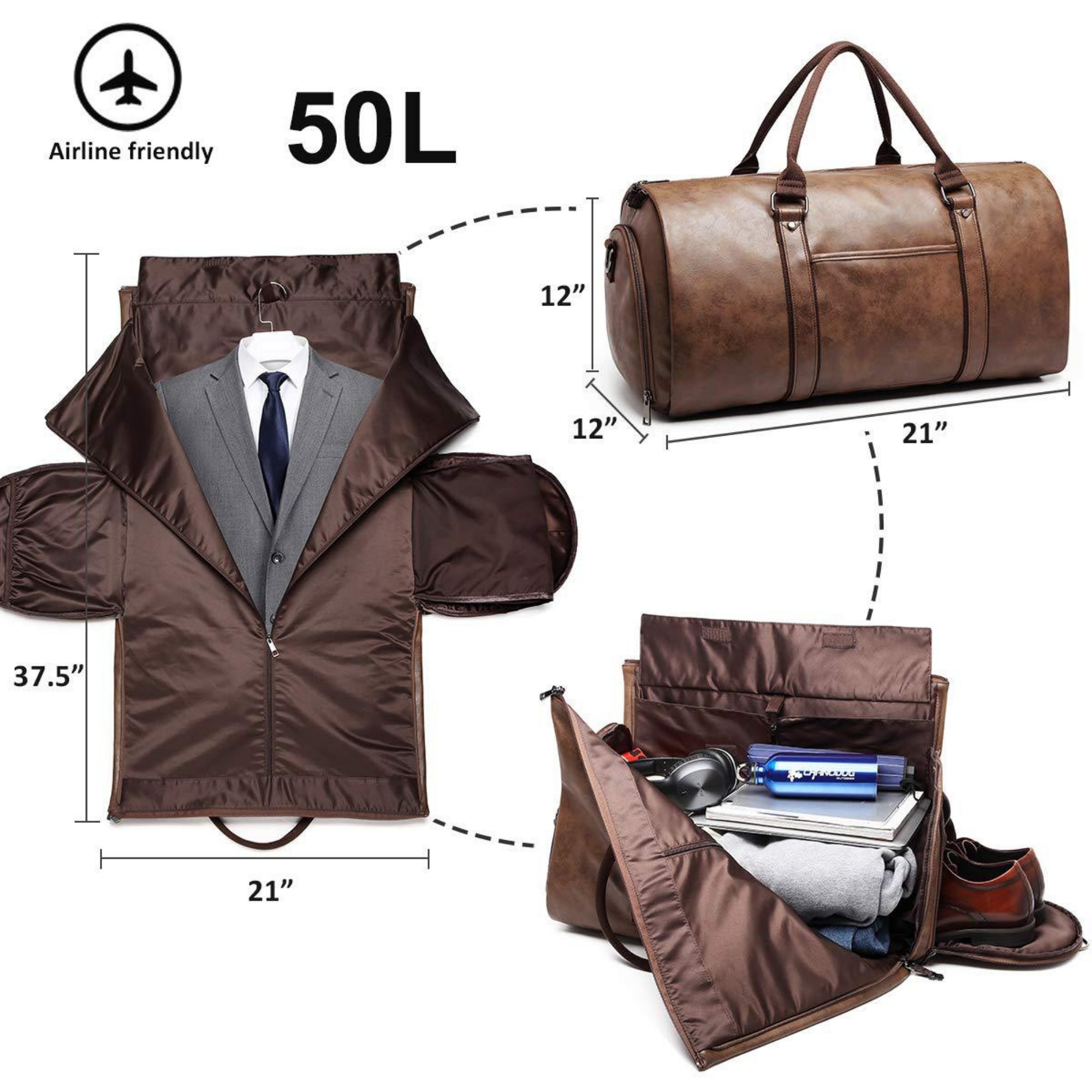 Leather Garment Duffel Bag 6