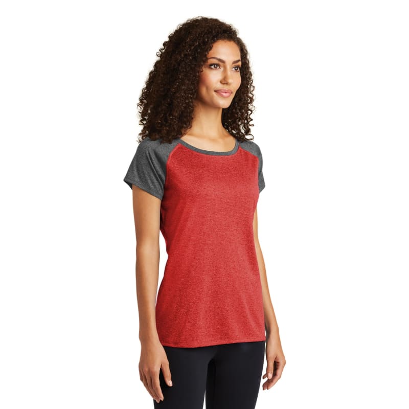 Sport-Tek Women's Heather-On-Heather Contender Scoop Neck Tee. 16