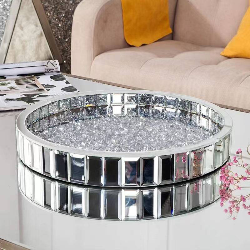 Silver Round Glass Decorative Storage Tray 3