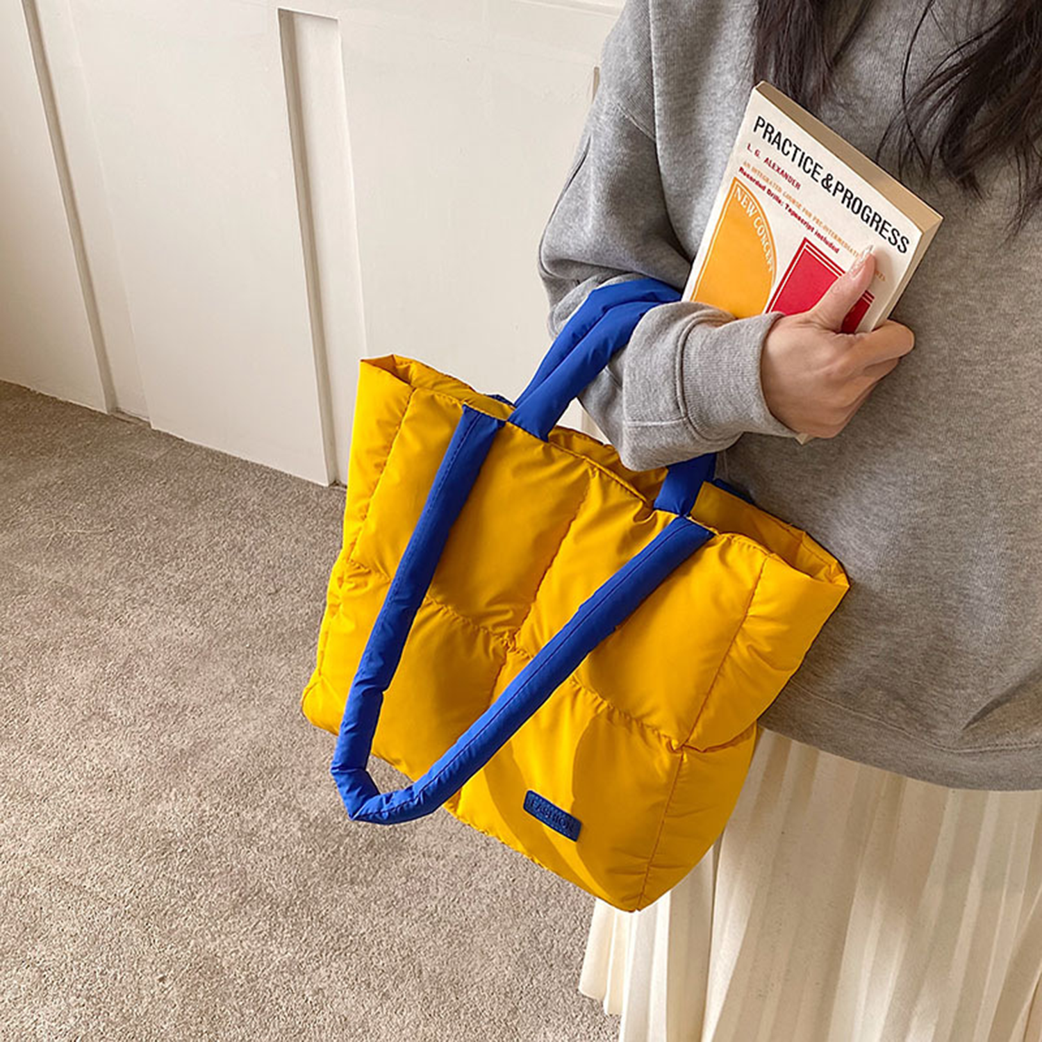 Soft Quilted Cotton Shoulder Handbag 8