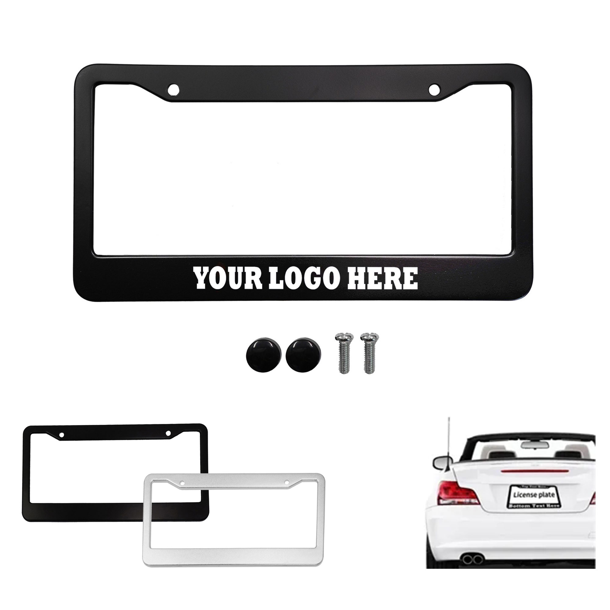 Aluminum Alloy Two Holes License Plate Frame 2