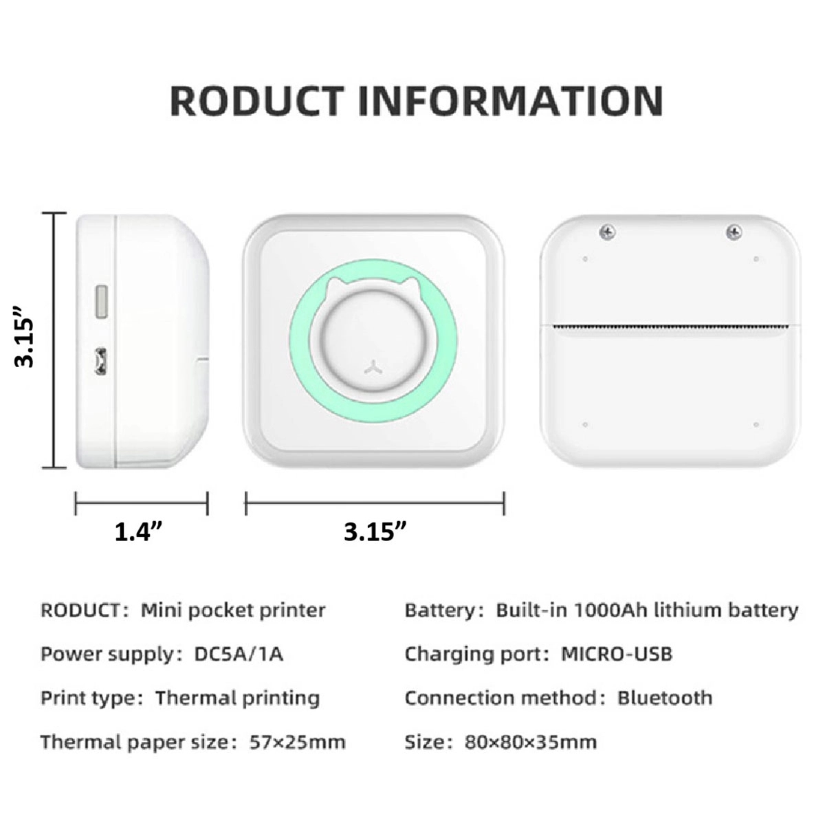 Mini Pocket Bluetooth Thermal Printers Wireless 3