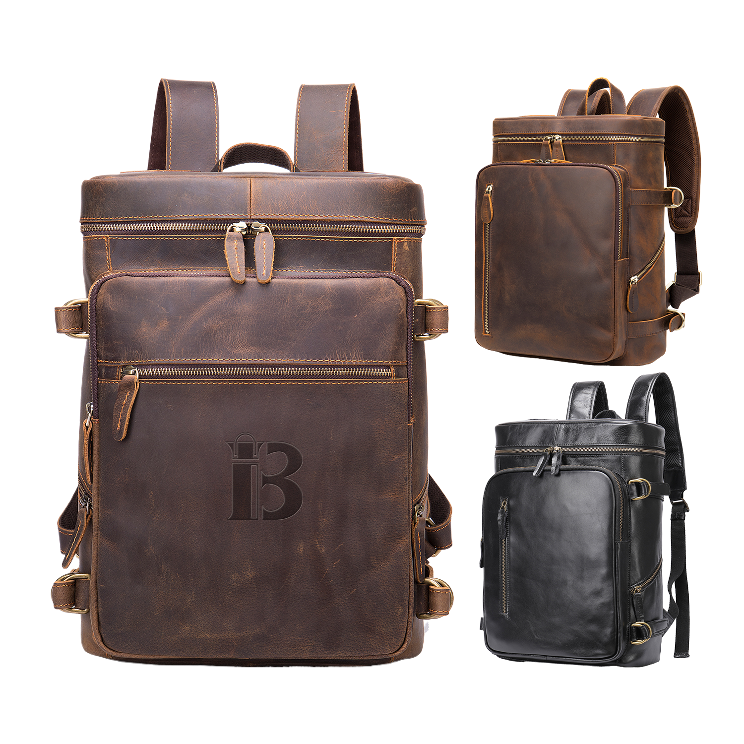 Men's retro Genginue leather backpack 1