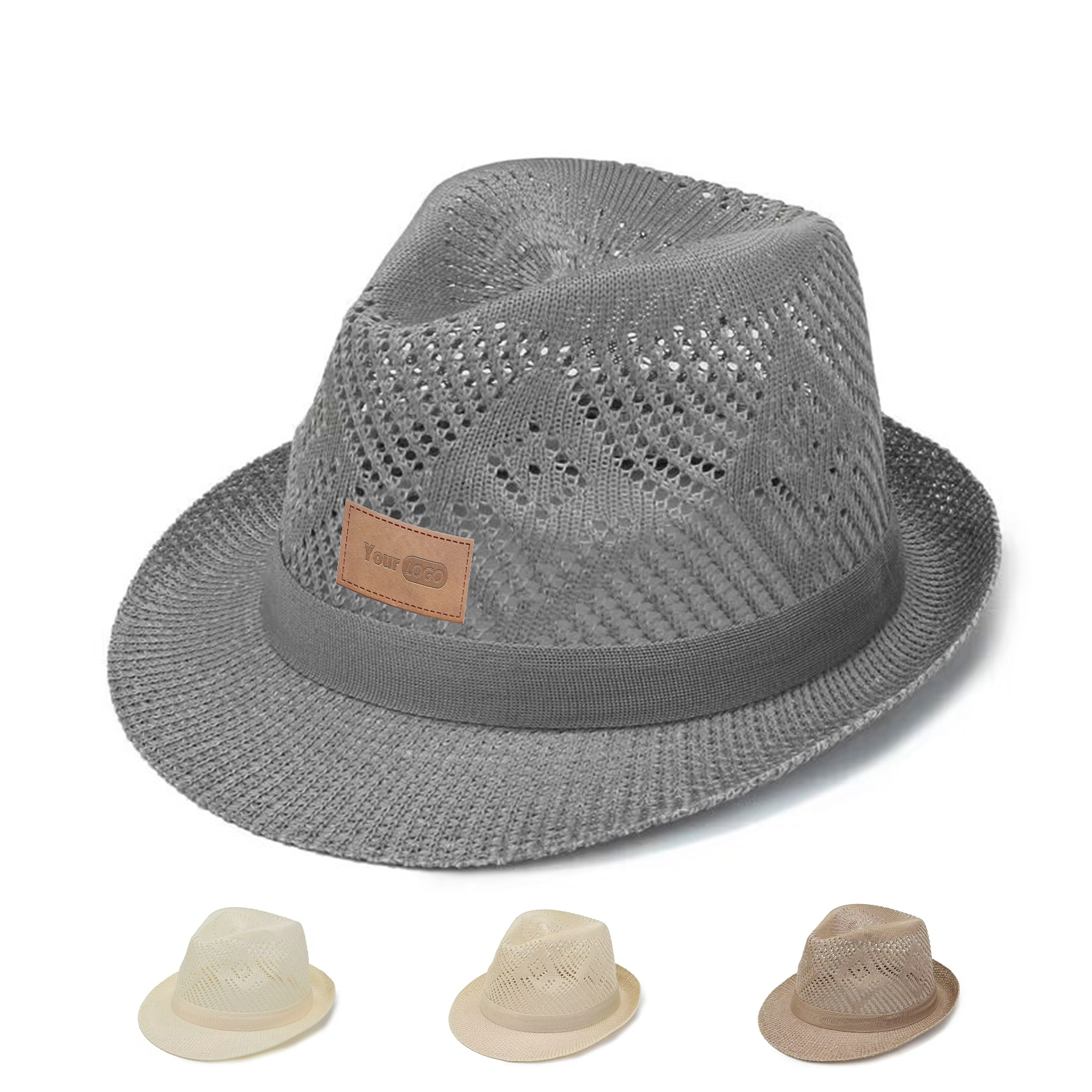 Polyester Solid jacquard breathable sun hat 2