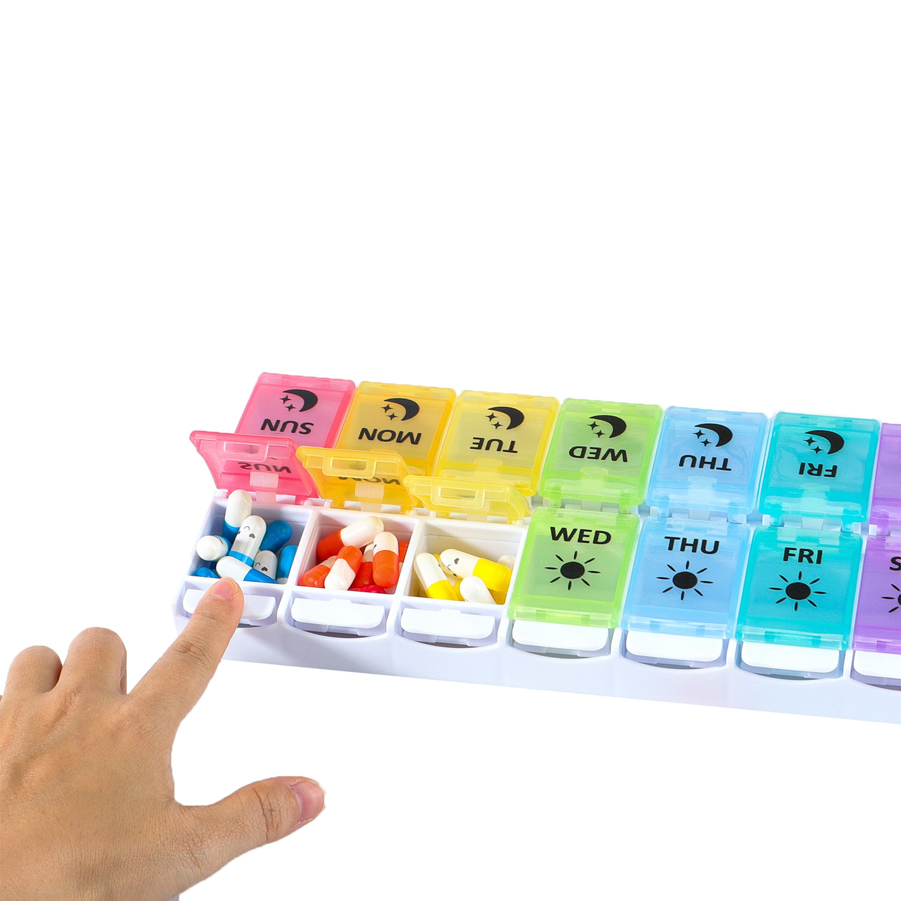 Double Row Pill Storage Box With Push Button Pop-Up Design 3