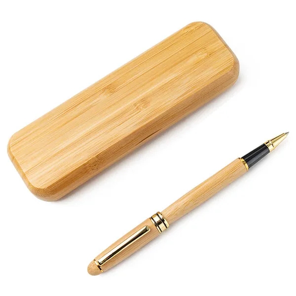 Engraved Bamboo Pen and Case Set 3