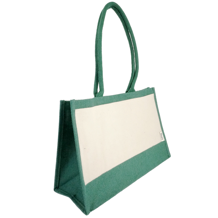 Seattle Recycled Cotton Front Pocket Jute Shopper Tote 7