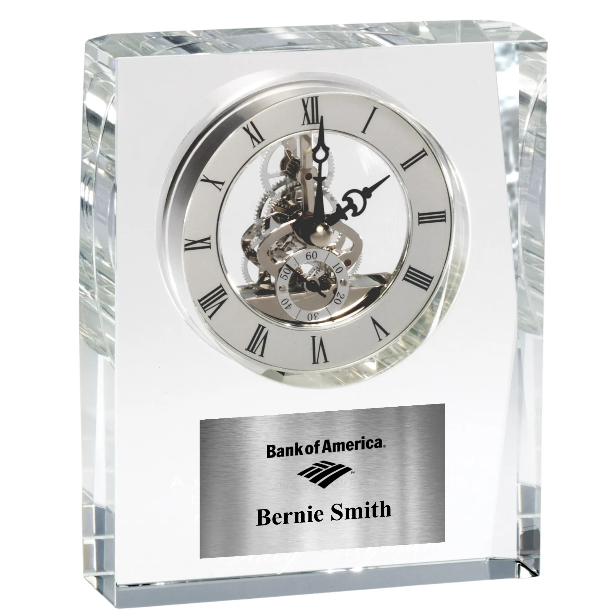 5.75" Rectangular Crystal Desk Clock Award 5