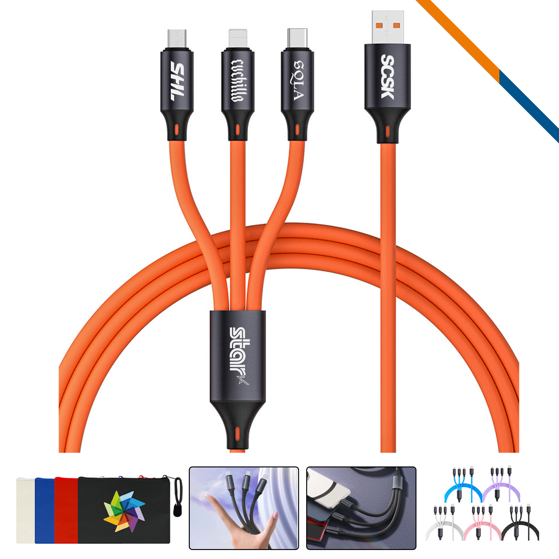 Pasor 3in1 Fast Charging Data Transfer Cable 1