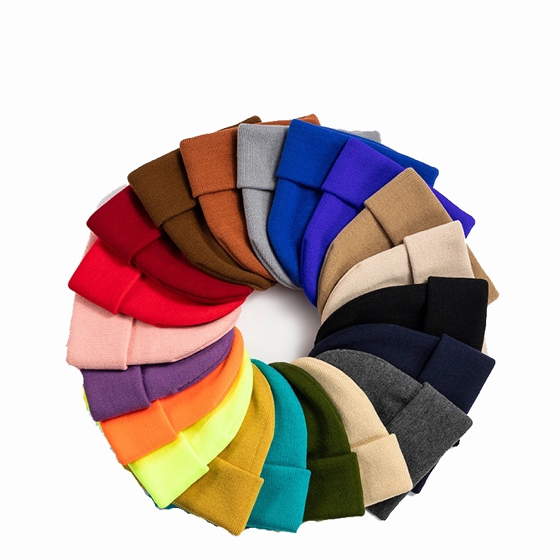 Full Color Pom Knitted Hat  Acrylic Cap 2