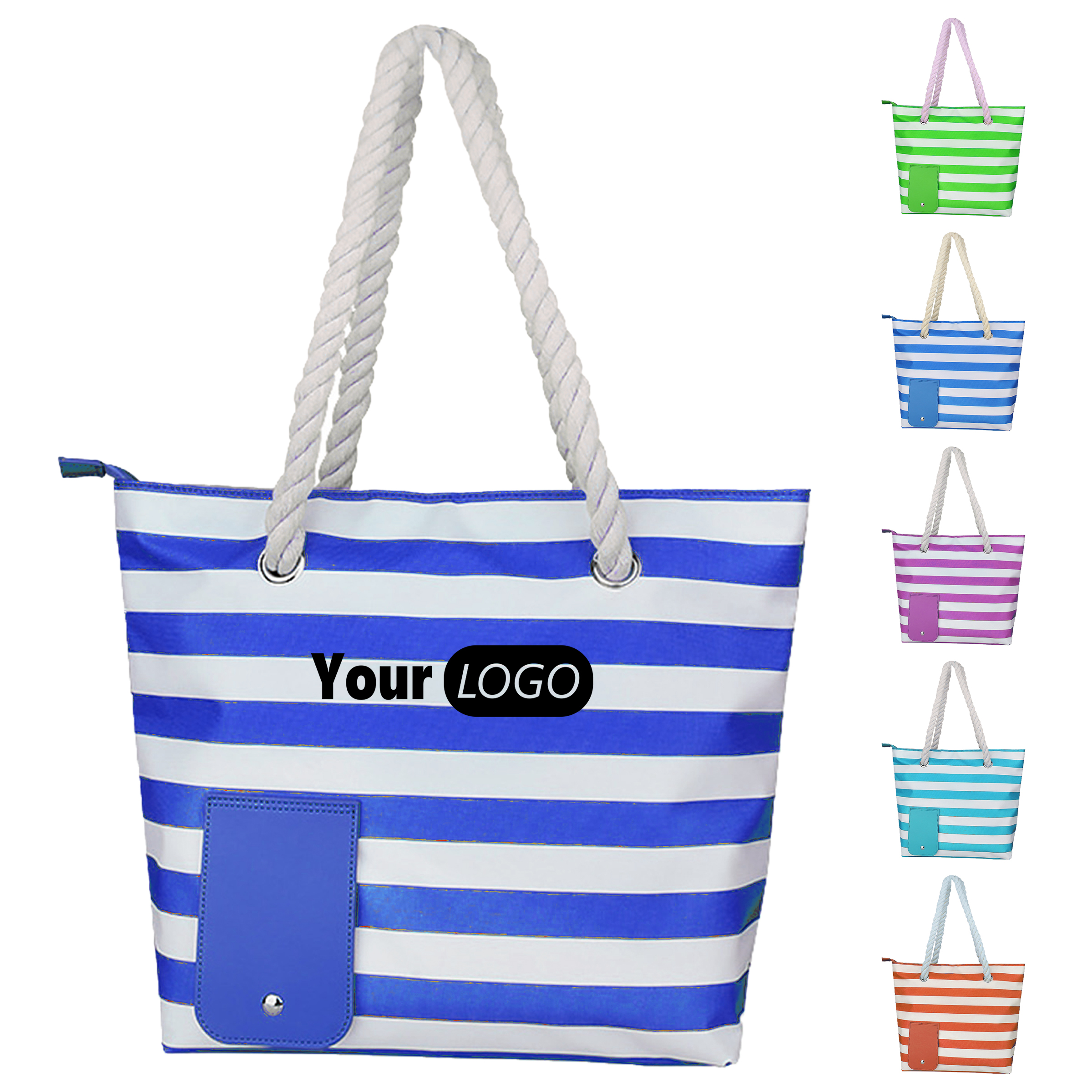 Oxford Portable Striped Picnic Bag, custom tote bag with logo imprint 2