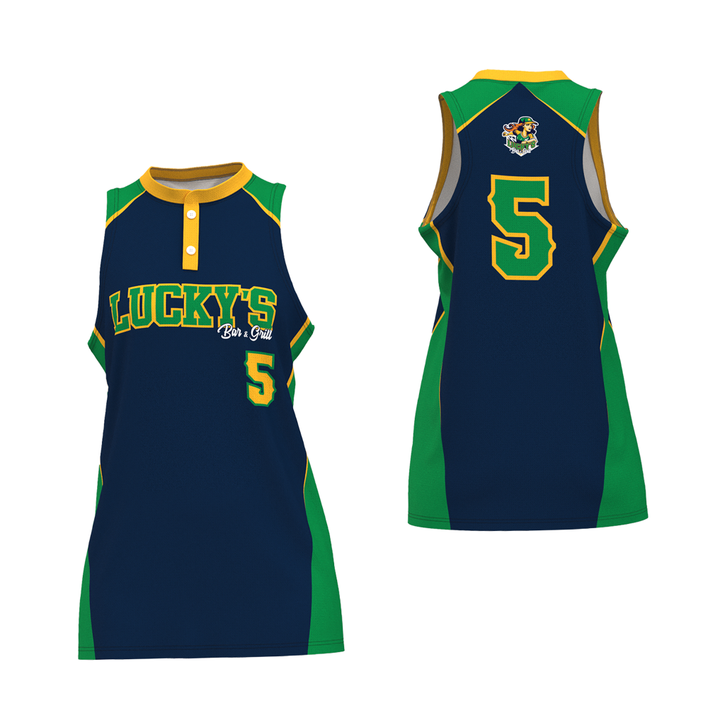 Women's Softball V-Neck 2-Button Sleeveless Jersey 1