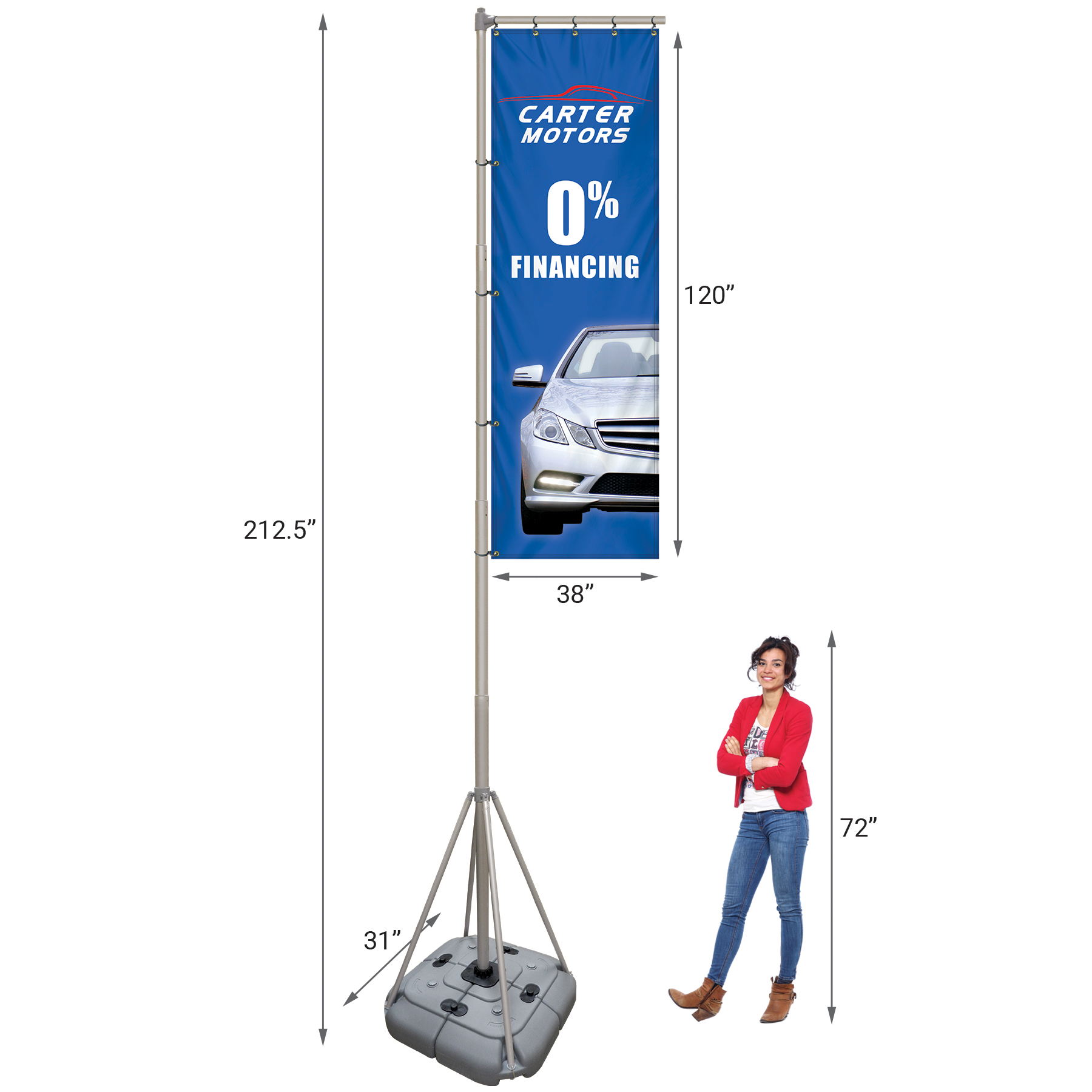 10' Giant Flagpole Kit Double Sided 1
